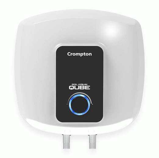 Crompton Solarium Qube 10-Litre 5 Star Rated Storage Water Heater (Geyser) with Free Installation and Connection Pipes (White and Black)