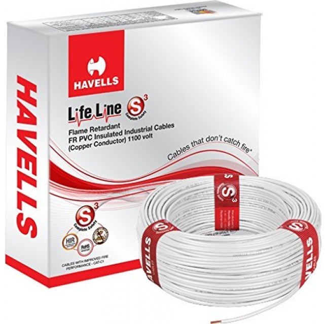 Havells Lifeline Cable WHFFDNWA14X0 4 sq mm Wire (White)