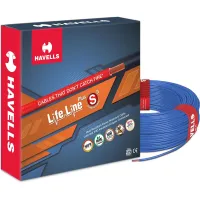 Havells Lifeline+ S3 Heat Resistant Flame Retardant WHFFDNBA11X0 1 sq mm Copper Wire (90 mtr, Blue)
