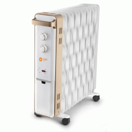 Orient Electric Ultra Comfort 11 Fin Oil Filled Radiator 2500 Watts Room Heater with Fan (White, Gold)
