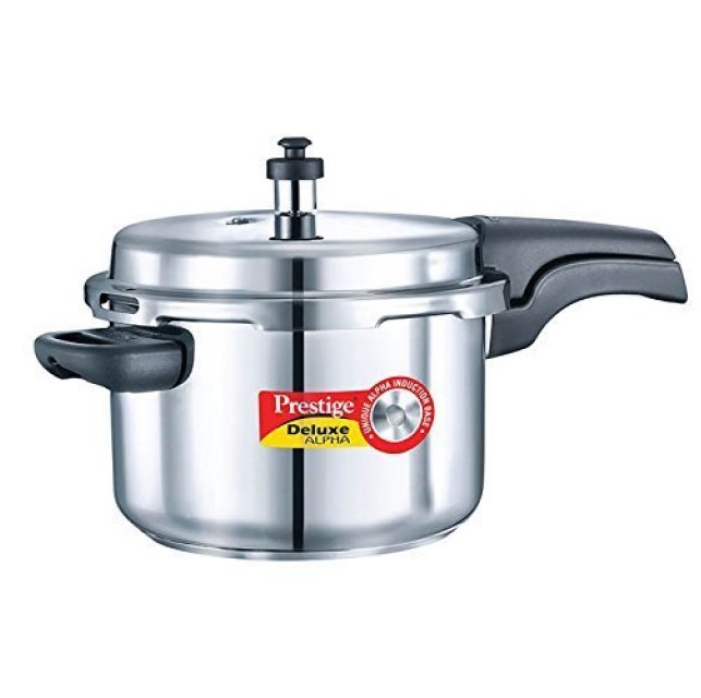 Prestige Deluxe Alpha Stainless Steel Pressure Cooker, 4 Litres, Silver