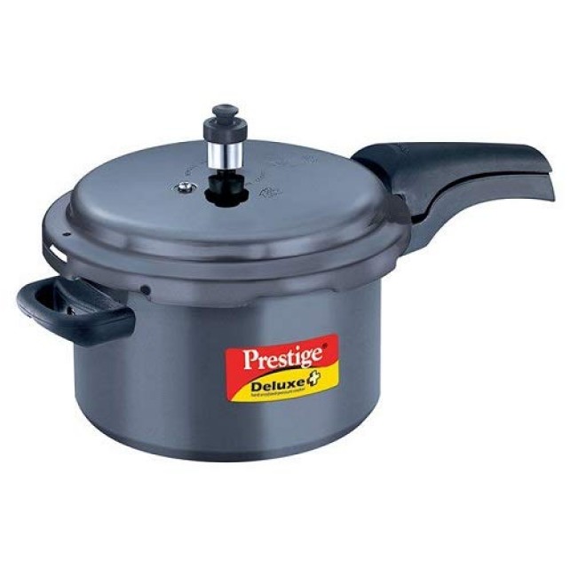 Prestige Deluxe Plus Hard Anodized Outer Lid Pressure Cooker, 5 Litres, Black