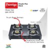 Prestige Royale Plus GT 04 Schott Glass Top 4 Burner Gas Stove (Manual, Black)