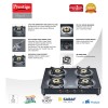 Prestige Royale Plus GT 04 Schott Glass Top 4 Burner Gas Stove (Manual, Black)