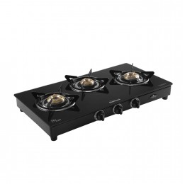 Sunflame Classic 3 burner Glass Top Gas Stove (Manual Ignition, Black) 