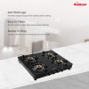 Sunflame Classic 4 burner Glass Top Gas Stove (Manual Ignition, Black) 
