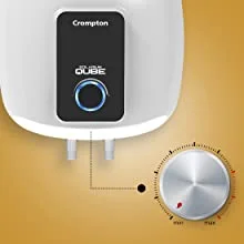 Crompton Solarium Qube 25-L 5 Star Rated Storage Water Heater (Geyser) with Free Installation and Connection Pipes (White and Black)