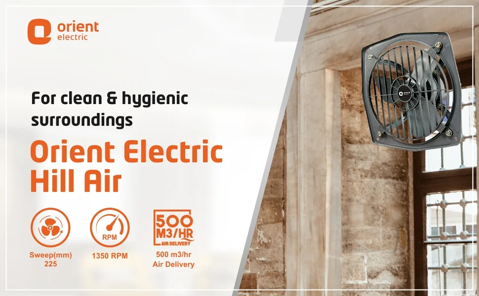 Orient Electric Hill Air 225 MM Exhaust Fan (Matt Grey, 9-Inch)