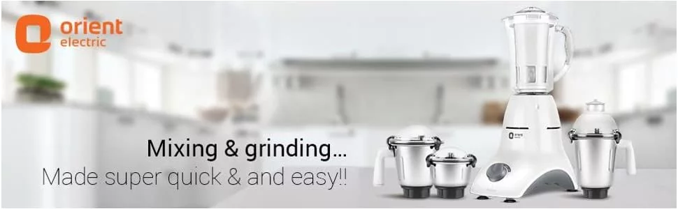 Orient Electric Accord MGAC75G4 750-Watt Mixer Grinder with 4 Jars (White/Grey)