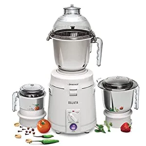 Sujata Dynamix Mixer Grinder, 900W, 3 Jars (White)